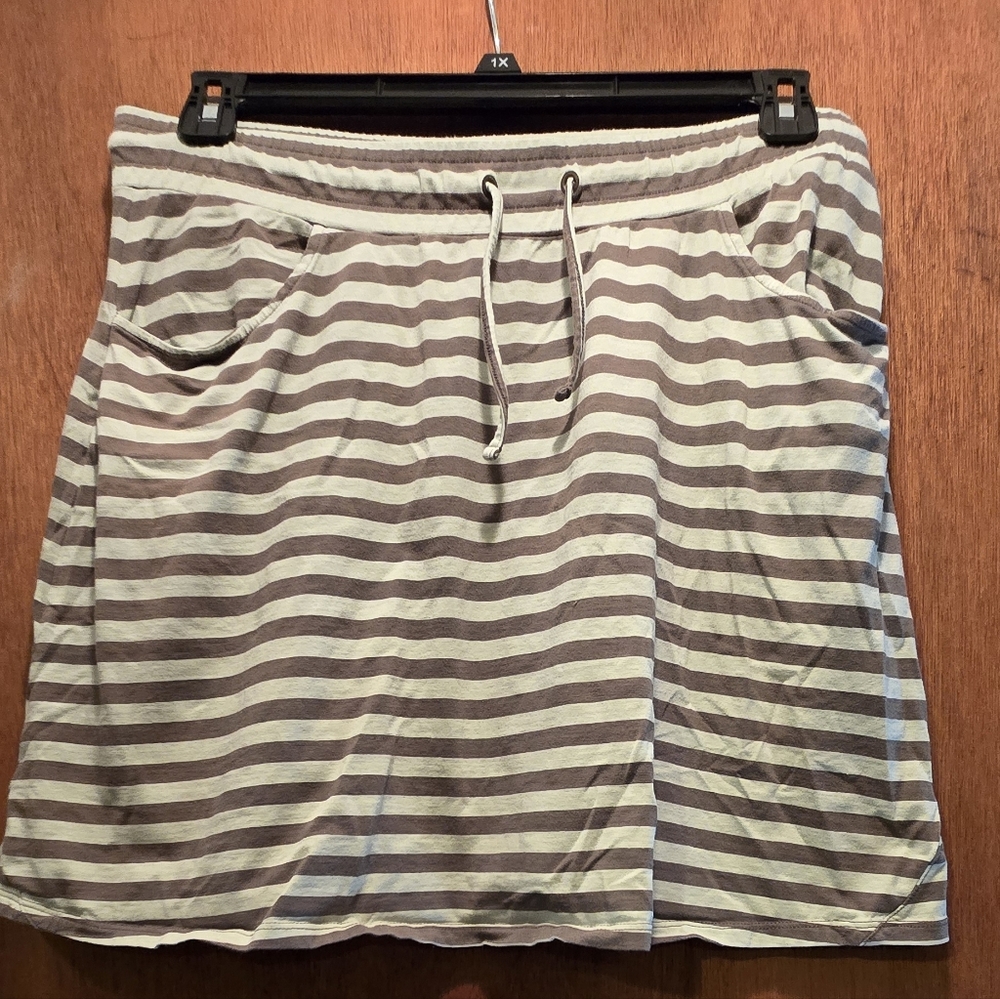 Toad&Co Green Striped Midi Skirt SzL - Picture 1 of 8